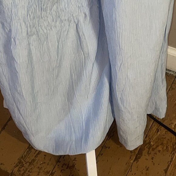 The Native One Pants Light Blue Crepe Pleats Very Wide Leg Elastic Waist Wms M - Picture 6 of 12